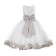 thumbnail image 1 of Ekidsbridal White Floral Lace Heart Cutout Flower Girl Dress with Petals Wedding Pageant Recital Communion Baptism Holiday 185T 7, 1 of 3
