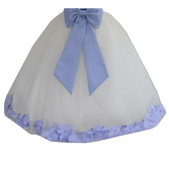Ekidsbridal Ivory Floral Lace Heart Cutout Flower Girl Dress with Petals Wedding Pageant Christening Gown for Toddlers 185T 8