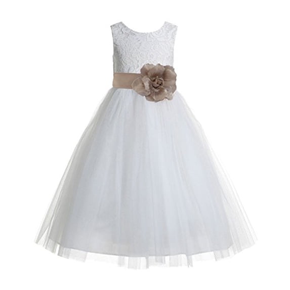 Ekidsbridal Ivory Floral Lace Heart Cutout Flower Girl Dresses Formal Pageant Gowns for Toddlers Ballroom Dance 172T 10