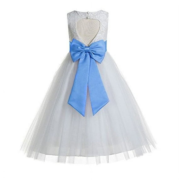 Ekidsbridal Ivory Floral Lace Heart Cutout Formal Flower Girl Dress Pretty Princess Wedding Tulle Mini Bridal Gown 172T 10