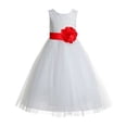 thumbnail image 1 of Ekidsbridal Ivory Floral Lace Heart Cutout Formal Flower Girl Dress Pretty Princess Wedding Tulle Mini Bridal Gown 172T 10, 1 of 2