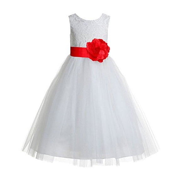 Ekidsbridal Ivory Floral Lace Heart Cutout Formal Flower Girl Dress Pretty Princess Wedding Tulle Mini Bridal Gown 172T 10