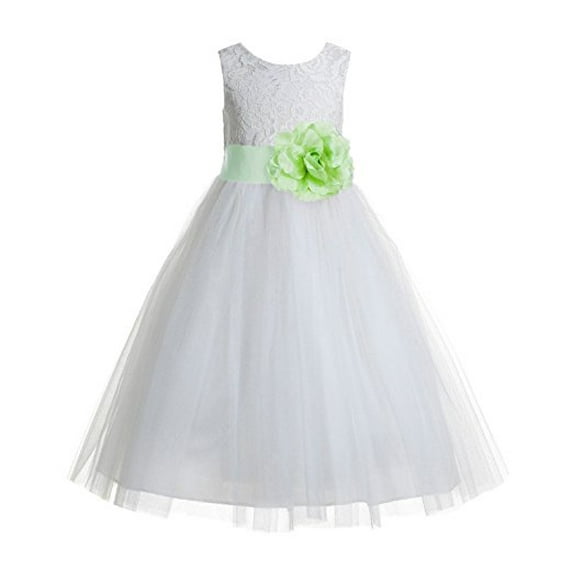 Ekidsbridal Ivory Floral Lace Heart Cutout Formal Flower Girl Dress Pretty Princess Wedding Tulle Mini Bridal Gown 172T 14