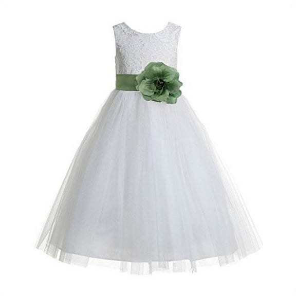 Ekidsbridal Ivory Floral Lace Heart Cutout Formal Flower Girl Dress Pretty Princess Wedding Tulle Mini Bridal Gown 172T 2