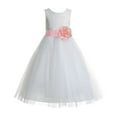 thumbnail image 1 of Ekidsbridal Ivory Floral Lace Heart Cutout Formal Flower Girl Dress Pretty Princess Wedding Tulle Mini Bridal Gown 172T 4, 1 of 2