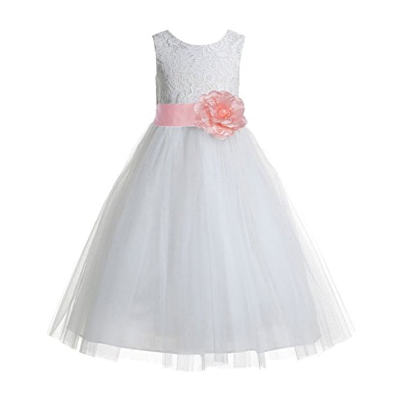 Ekidsbridal Ivory Floral Lace Heart Cutout Formal Flower Girl Dress Pretty Princess Wedding Tulle Mini Bridal Gown 172T 4