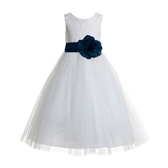Ekidsbridal Ivory Floral Lace Heart Cutout Formal Flower Girl Dress Pretty Princess Wedding Tulle Mini Bridal Gown 172T 8