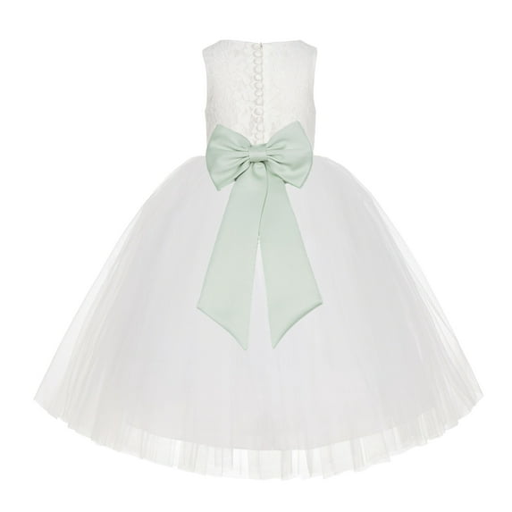 Ekidsbridal Ivory Floral Lace Junior Flower Girl Dress Christening Baptism Gown for Church Toddlers Formal Evening LG7noFT 1