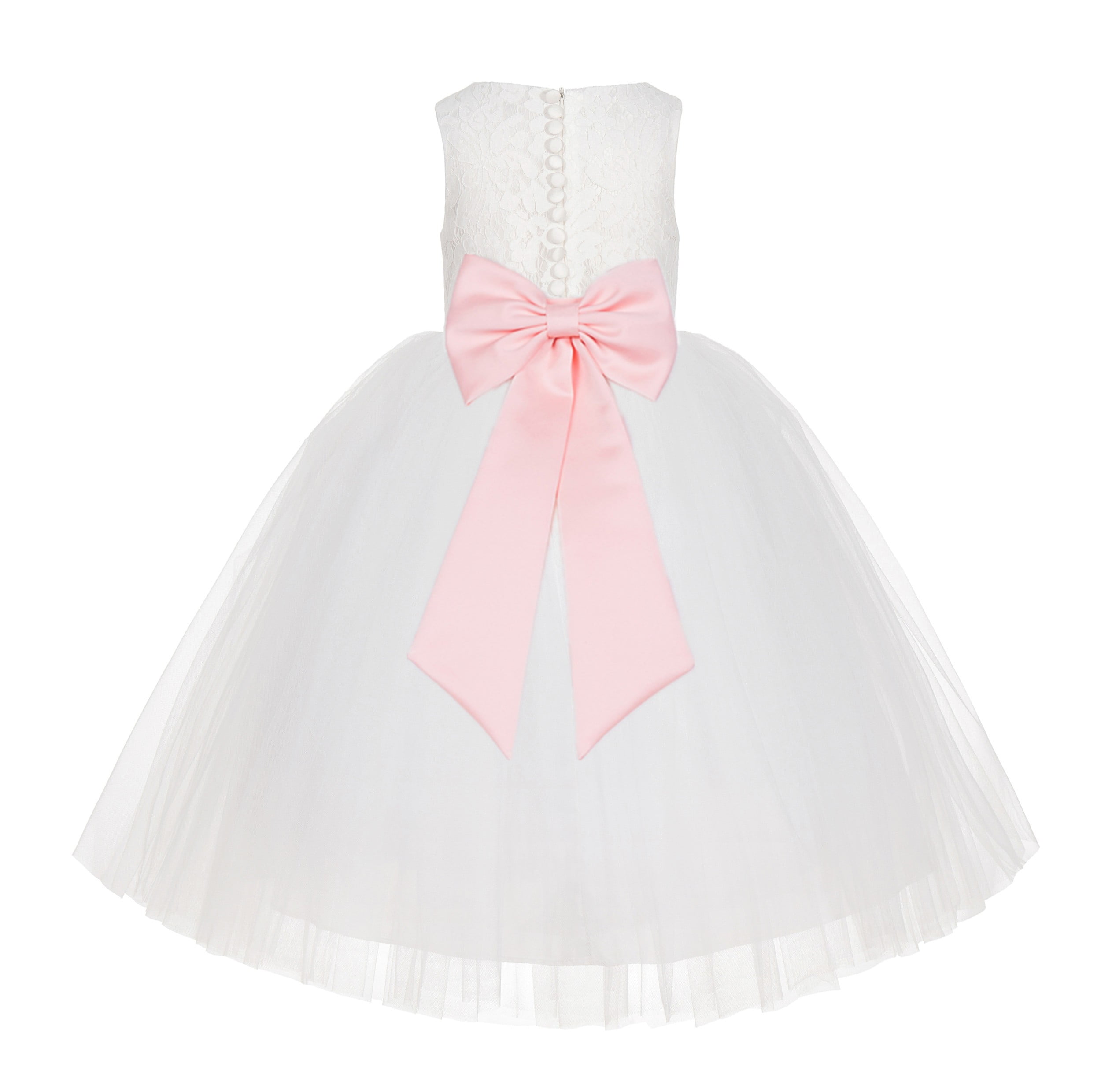 Ekidsbridal Ivory Floral Lace Junior Flower Girl Dress Christening Baptism Gown for Church