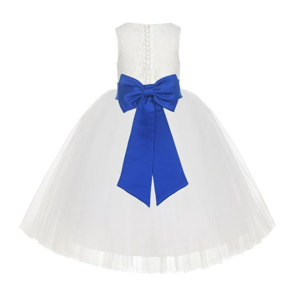 Ekidsbridal Ivory Floral Lace Junior Flower Girl Dress Christening Baptism Gown for Church Toddlers Formal Evening LG7noFT 8