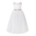 thumbnail image 1 of Ekidsbridal Ivory Floral Lace Neck A-Line Keyhole Back Flower Girl Dress Bridesmaid 178R 4, 1 of 3