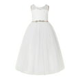 thumbnail image 1 of Ekidsbridal Ivory Floral Lace Neck A-Line Keyhole Back Flower Girl Dress Christening 178R4 2, 1 of 3