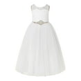 thumbnail image 1 of Ekidsbridal Ivory Floral Lace Neck A-Line Keyhole Back Flower Girl Dress Dance Recital 178R7 12, 1 of 3