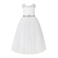 thumbnail image 1 of Ekidsbridal Ivory Floral Lace Neck A-Line Keyhole Back Flower Girl Dress Dance Recital 178R7 4, 1 of 3
