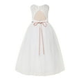 thumbnail image 1 of Ekidsbridal Ivory Floral Lace Neck A-Line Keyhole Back Flower Girl Dress Pageant Gown 178R1 10, 1 of 2