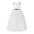 thumbnail image 1 of Ekidsbridal Ivory Floral Lace Neck A-Line Keyhole Back Flower Girl Dress Pageant Gown 178R1 2, 1 of 2