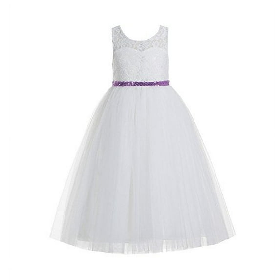 Ekidsbridal Ivory Floral Lace Scoop Neck A-Line Flower Girl Dresses Keyhole Back Birthday Party Formal Photoshoot 178 10