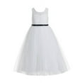 thumbnail image 1 of Ekidsbridal Floral Lace Scoop Neck A-Line Ivory Flower Girl Dress Keyhole Back Baptism Junior Bridesmaid Pageant 178 12, 1 of 3