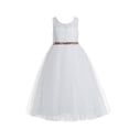 thumbnail image 1 of Ekidsbridal Ivory Floral Lace Scoop Neck A-Line Flower Girl Dresses Keyhole Back Birthday Party Formal Photoshoot 178 6, 1 of 3