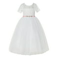 thumbnail image 1 of Ekidsbridal Ivory Floral Lace Tulle Flower Girl Dresses Christening Gown for Church Toddlers LG2R4 10, 1 of 3