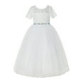 thumbnail image 1 of Ekidsbridal Ivory Floral Lace Tulle Flower Girl Dresses Christening Gown for Church Toddlers LG2R4 2, 1 of 3
