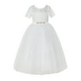 thumbnail image 1 of Ekidsbridal Ivory Floral Lace Tulle Flower Girl Dresses Christening Gown for Church Toddlers LG2R4 5, 1 of 3