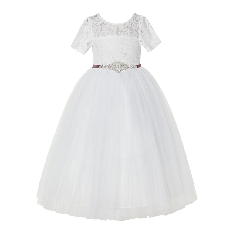 Ekidsbridal Ivory Floral Lace Tulle Flower Girl Dresses Pretty Princess  Ballroom Dance Gown for Toddler Girls LG2R7 3 - Walmart.com