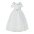 thumbnail image 1 of Ekidsbridal Ivory Floral Lace Tulle Flower Girl Dresses Wedding Reception Mini Bridal Gown for Toddlers LG2R7 2, 1 of 3