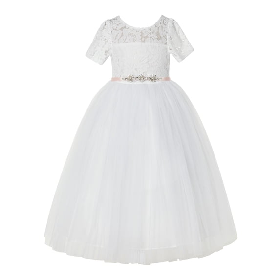Ekidsbridal Ivory Floral Lace Tulle Flower Girl Dresses for Toddler Girls Social Events Birthday Party Pageant Gown LG2R4 6