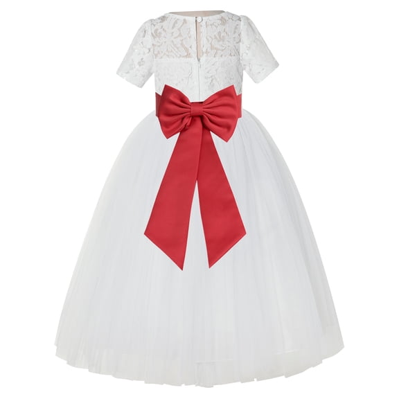 Ekidsbridal Ivory Floral Lace Vintage Flower Girl Dresses for Wedding Pageant Father Daughter Dance Recital Gown LG2T 10