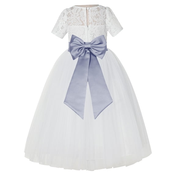 Ekidsbridal Ivory Floral Lace Vintage Flower Girl Dresses for Wedding Pageant Father Daughter Dance Recital Gown LG2T 12