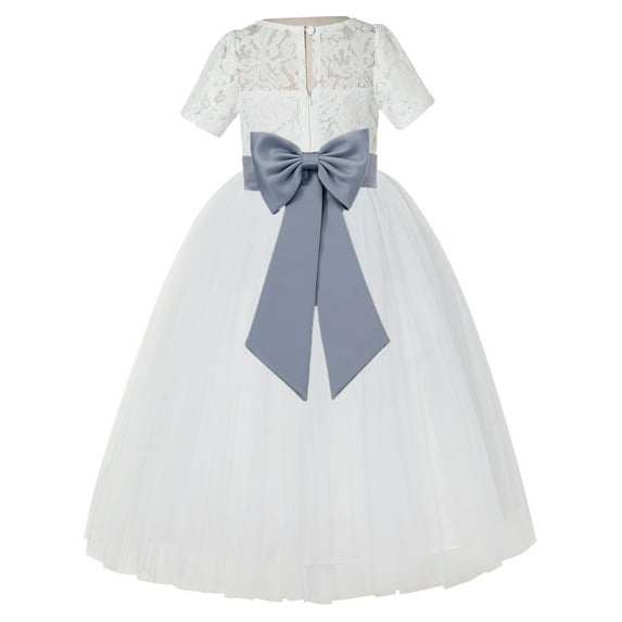 Ekidsbridal Ivory Floral Lace Vintage Flower Girl Dresses for Wedding Pageant Father Daughter Dance Recital Gown LG2T 2