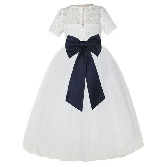 Ekidsbridal Ivory Floral Lace Vintage Flower Girl Dresses for Wedding Pageant Father Daughter Dance Recital Gown LG2T 2