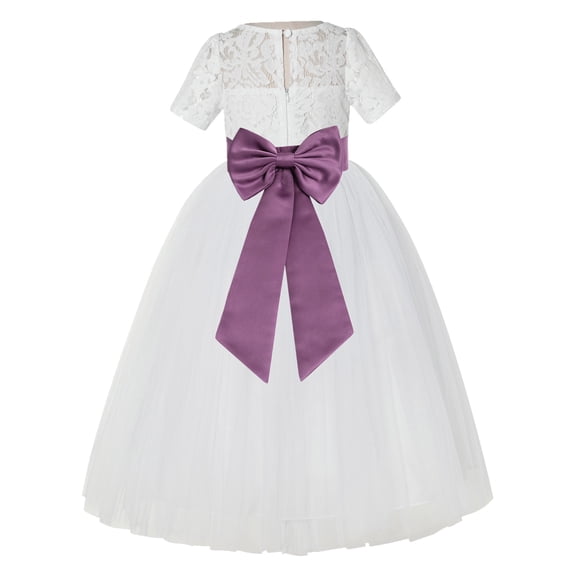 Ekidsbridal Ivory Floral Lace Vintage Flower Girl Dresses for Wedding Pageant Father Daughter Dance Recital Gown LG2T 2