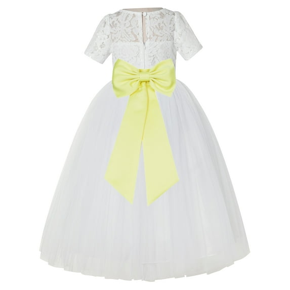 Ekidsbridal Ivory Floral Lace Vintage Flower Girl Dresses for Wedding Pageant Father Daughter Dance Recital Gown LG2T 4
