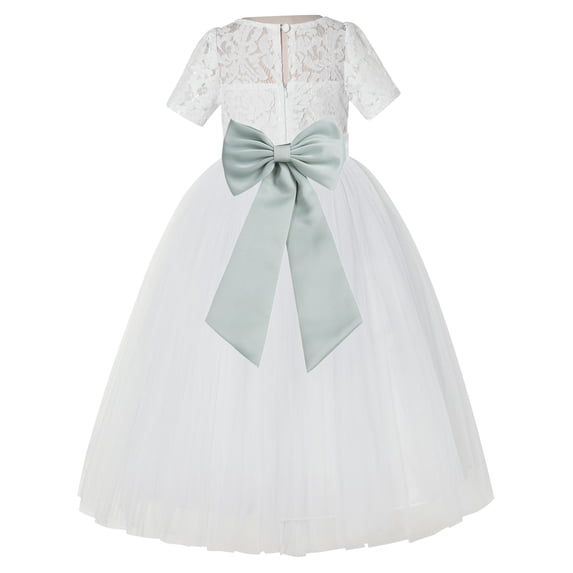 Ekidsbridal Ivory Floral Lace Vintage Flower Girl Dresses for Wedding Pageant Father Daughter Dance Recital Gown LG2T 5