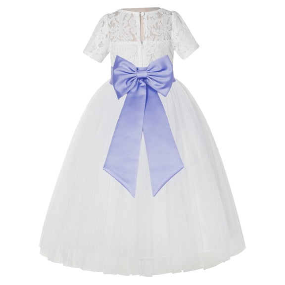 Ekidsbridal Ivory Floral Lace Vintage Flower Girl Dresses for Wedding Pageant Father Daughter Dance Recital Gown LG2T 8