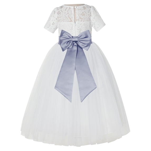 Ekidsbridal Ivory Floral Lace Vintage Flower Girl Dresses for Wedding Pageant Father Daughter Dance Recital Gown LG2T 8