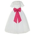 thumbnail image 1 of Ekidsbridal Ivory Floral Lace Vintage Flower Girl Dresses with Colored Sash Pretty Princess Formal Photoshoot Ceremonial Gown LG2T 12, 1 of 2