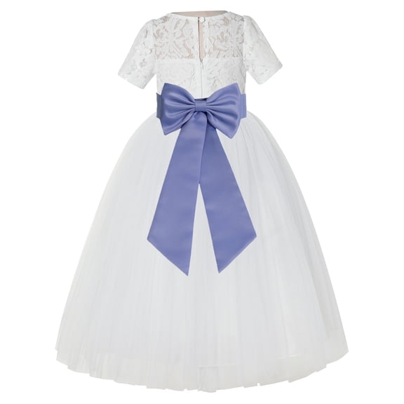 Ekidsbridal Ivory Floral Lace Vintage Flower Girl Dresses for Wedding Pageant Father Daughter Dance Recital Gown LG2T 3