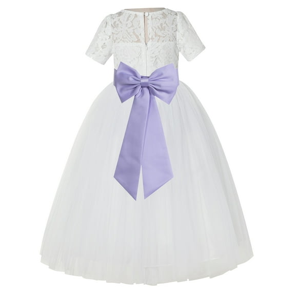 Ekidsbridal Ivory Floral Lace Vintage Flower Girl Dresses with Colored Sash Pretty Princess Formal Photoshoot Ceremonial Gown LG2T 4