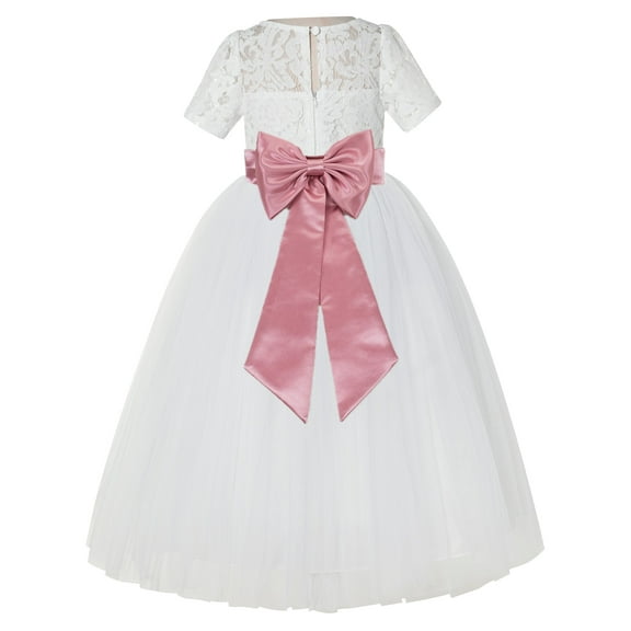 Ekidsbridal Ivory Floral Lace Vintage Flower Girl Dresses for Wedding Pageant Father Daughter Dance Recital Gown LG2T 6