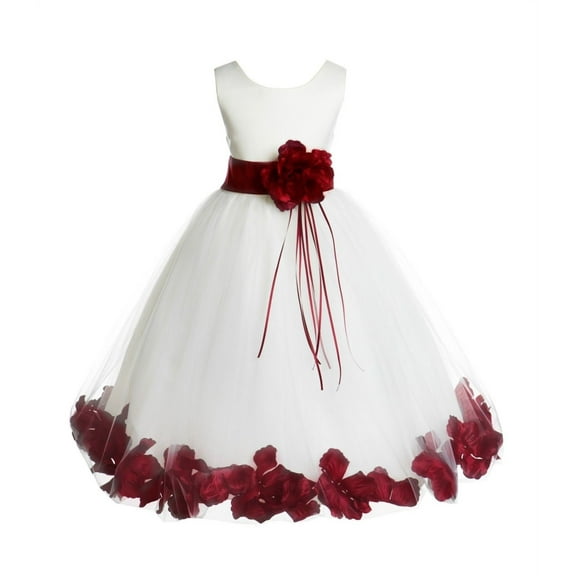 Ekidsbridal Ivory Floral Rose Petals Tulle Flower Girl Dress Christening Father Daughter Dance Recital Ballroom Gown for Wedding 007 2