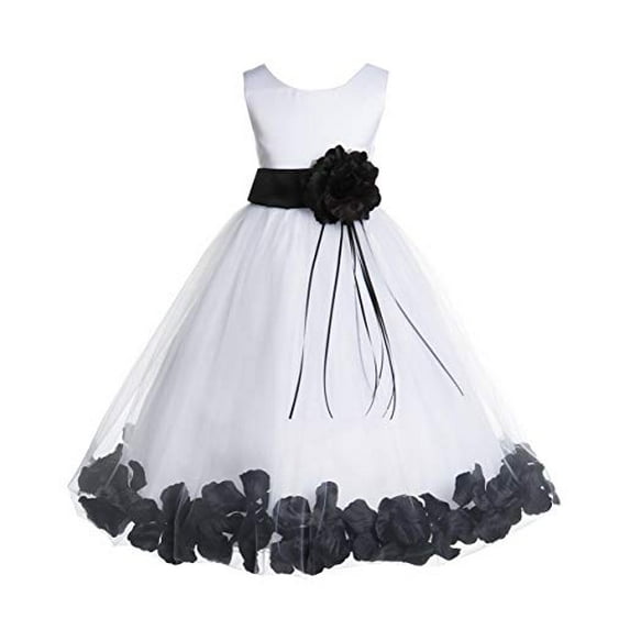 Ekidsbridal Ivory Floral Rose Petals Tulle Flower Girl Dress Christening Father Daughter Dance Recital Ballroom Gown for Wedding 007 4