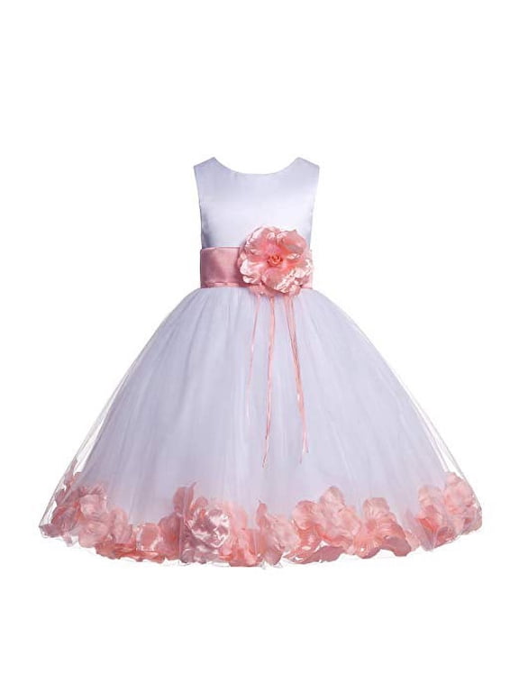 Ivory Floral Rose Petals Tulle Flower Girl Dress Christening Father Daughter Dance Recital Ballroom Gown for Wedding 007 6