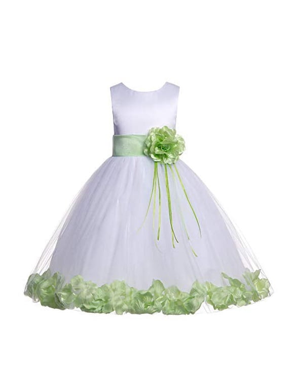Ivory Floral Rose Petals Tulle Flower Girl Dress Christening Father Daughter Dance Recital Ballroom Gown for Wedding 007 M