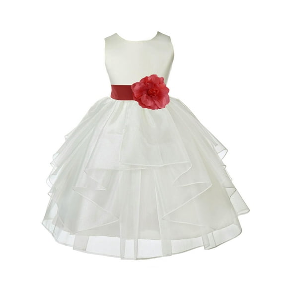 Ekidsbridal Ivory Guava Shimmering Organza Flower Girl Dress Junior Beauty Pageant Mini Bridal Gown Ballroom Dance Recital 4613T 10