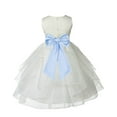 thumbnail image 1 of Ekidsbridal Ivory Ice Blue Shimmering Organza Flower Girl Dress Junior Beauty Pageant Mini Bridal Gown Ballroom Dance Recital 4613T M, 1 of 3