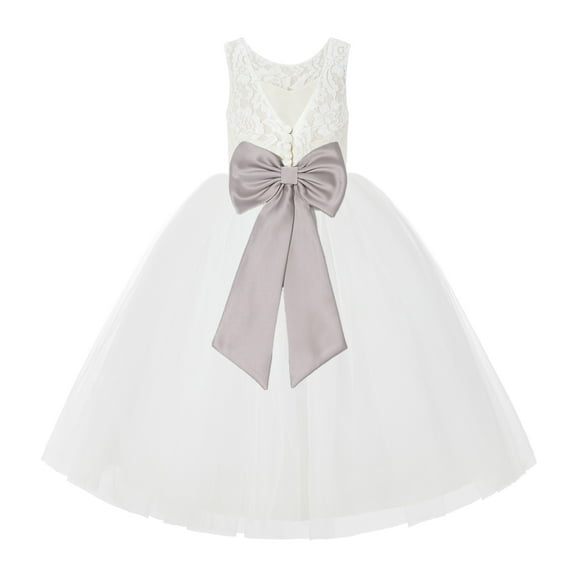 Ekidsbridal Ivory Lace Back Flower Girl Dress Junior Bridesmaid Princess for Toddlers 212noFT 2
