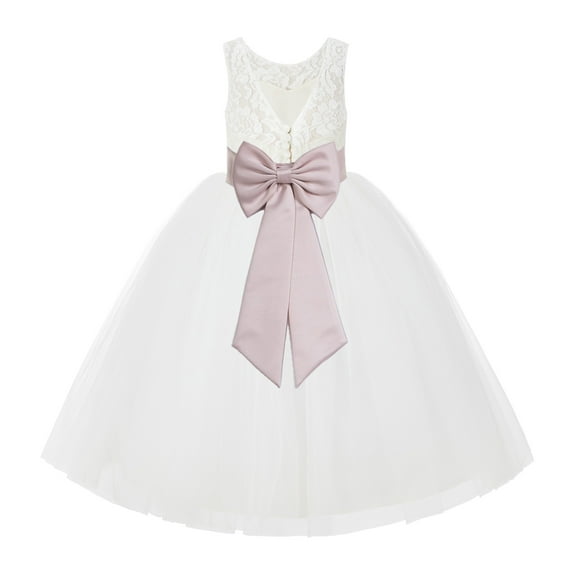 Ekidsbridal Ivory Lace Back Flower Girl Dress Junior Bridesmaid Princess for Toddlers 212noFT 4